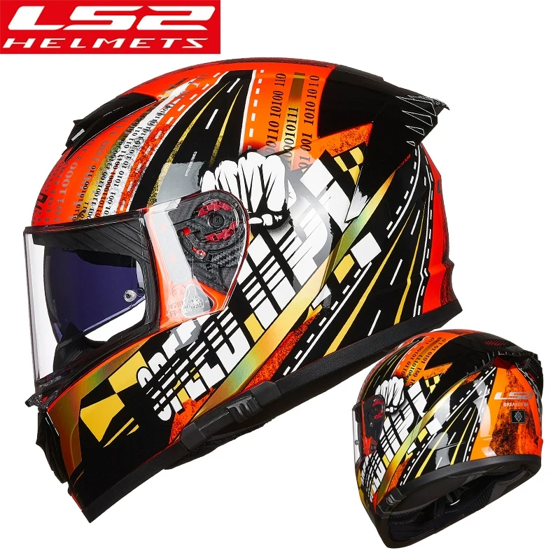 LS2 FF309 خوذة سباق الدراجات النارية للجنسين مع عدسة مزدوجة تقنية مضادة للضباب مغلقة بالكامل لتغطية الوجه بالكامل مقاس عالمي #4