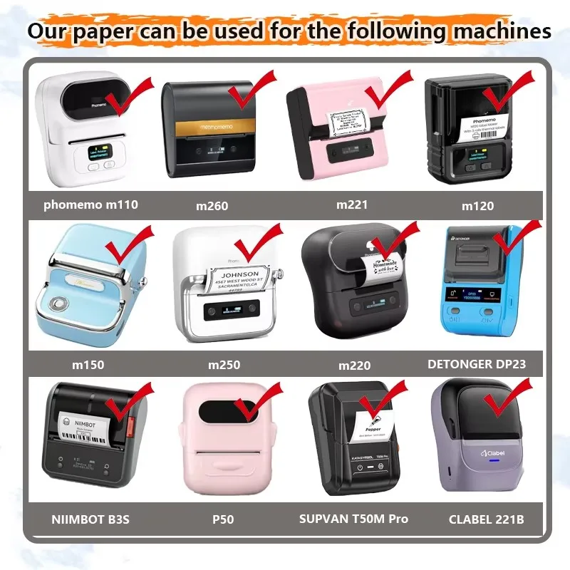 Transparent Thermal Labels Adhesive Label Roll Round Thermal Printer Stickers for Logo for PhomemoM110 M220 P50 DETONGER P1