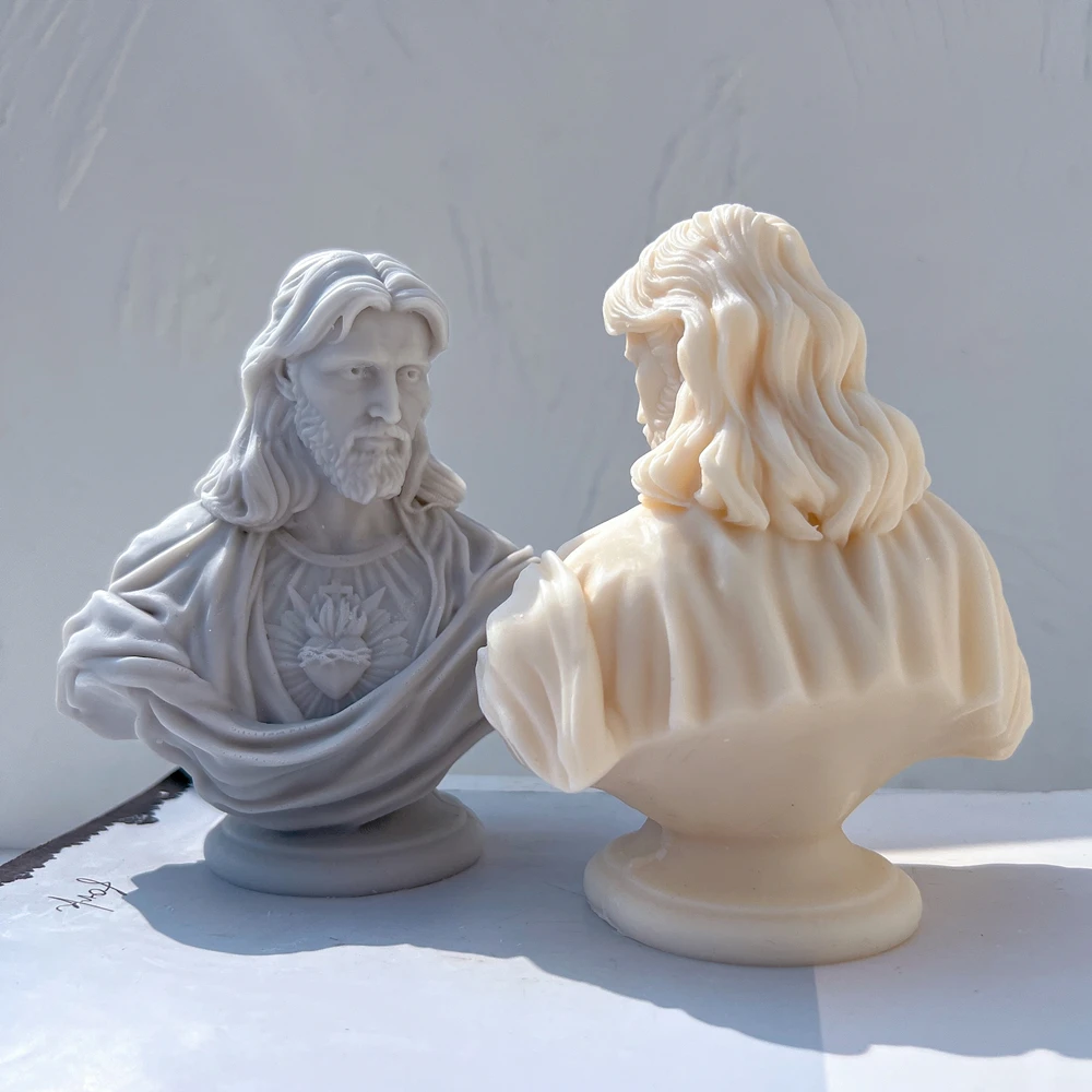 Gesù sacro cuore statua stampo in Silicone busto unico scultura cera di soia candela stampo mitologia greca decorazioni per la casa