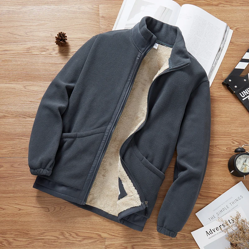 

Осенне-зимние толстовки, ветрозащитная мужская флисовая теплая куртка, однотонный удобный кардиган, флисовая толстовка с воротником-стойкой