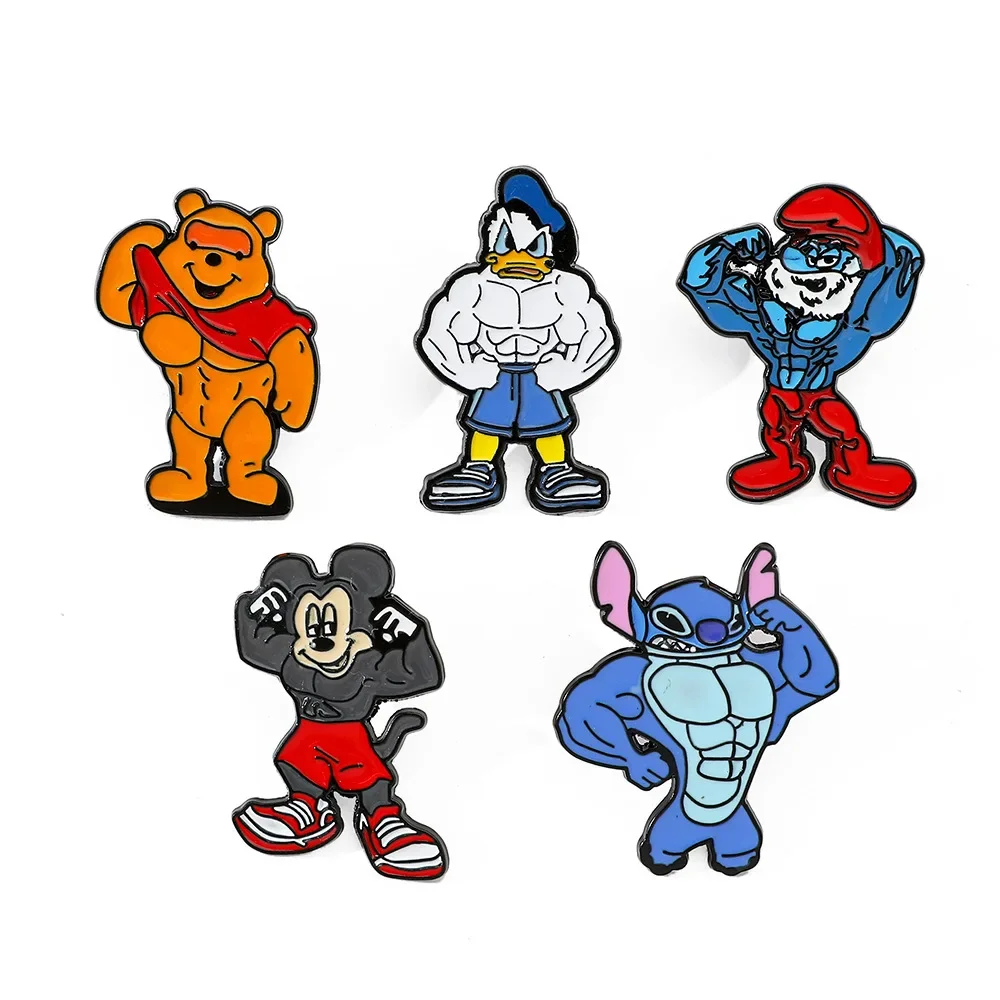 

Kawaii Cute Disney Anime Peripheral Originality Mickey Stitch Metal Badge Brooch Backpack Clothes Accessory Collect Toys Gift