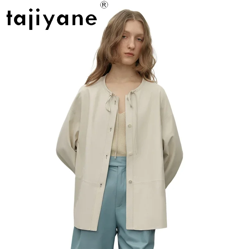 TAJIYANE Real Sheepskin Genuine Leather Jacket Women High Quality Short Leather Coat New Fall Clothes 2024 дубленка женская