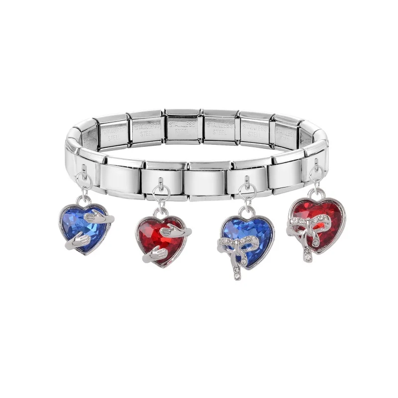 القلب القوس الحب قفل الذهب اللون قلادة الإيطالية سحر الروابط صالح 9 مللي متر الفولاذ المقاوم للصدأ سوار المرأة DIY بها بنفسك صنع المجوهرات #5