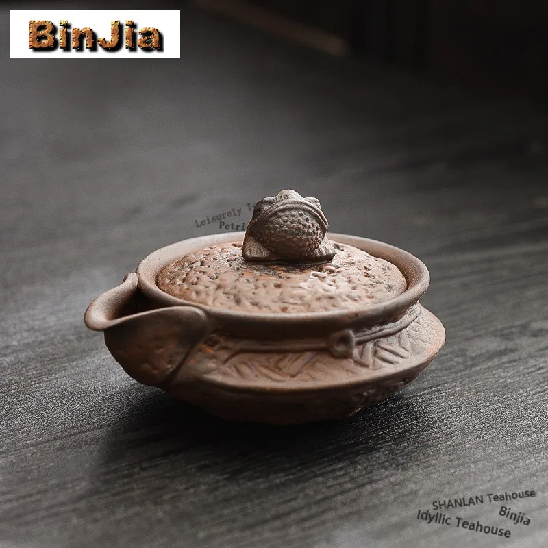 

150ml Old Rock Mud Golden Cicada Teapot Antique Tea Infuser Pot Household Tea Soaking Kettle With Mesh Opening Tea Services Gift