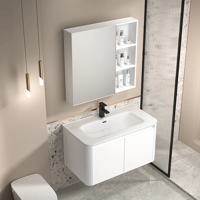 Honeycomb space aluminum bathroom cabinet, ceramic integrated bathroom, washbasin, washbasin, cabinet combination, cream air