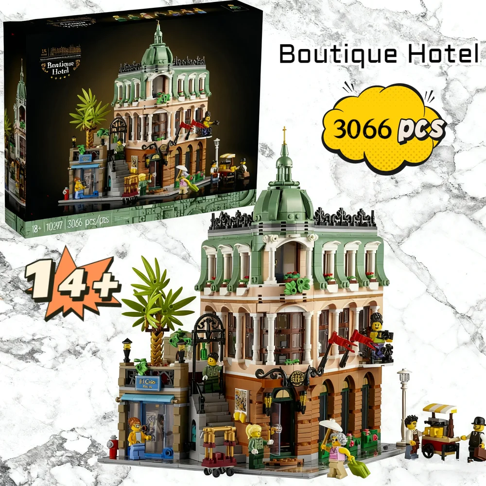 Nouveau chaud 3066 pièces ville bâtiments modulaires architecture européenne Boutique hôtel bloc de construction 10297 paysage de rue cadeaux de noël