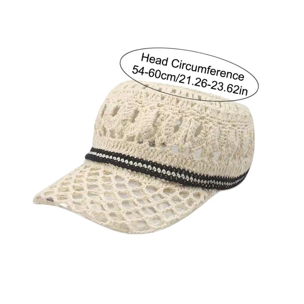 Повседневная солнцезащитная кремовая вязаная крючком пустая верхняя кепка солнцезащитный козырек мягкая шляпа с вырезом козырьком складная вязаная шапка на шнурке с высоким хвостом