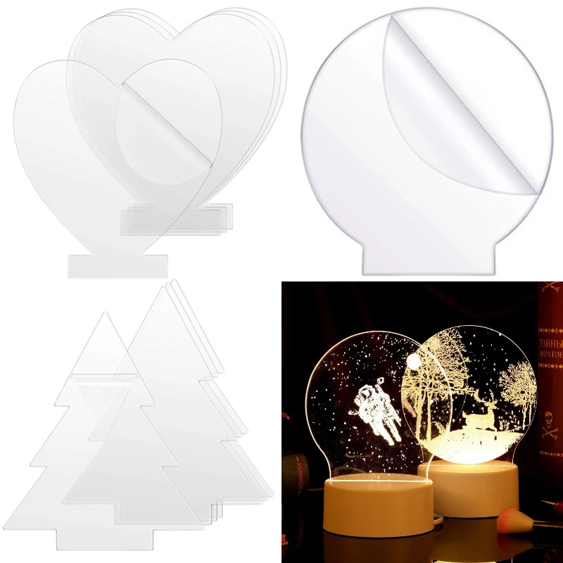 

10/20/30PCS Acrylic Transparent For LED Light Base Sign DIY Display Project Heart Shaped Circle Square Painting Creative Supplie