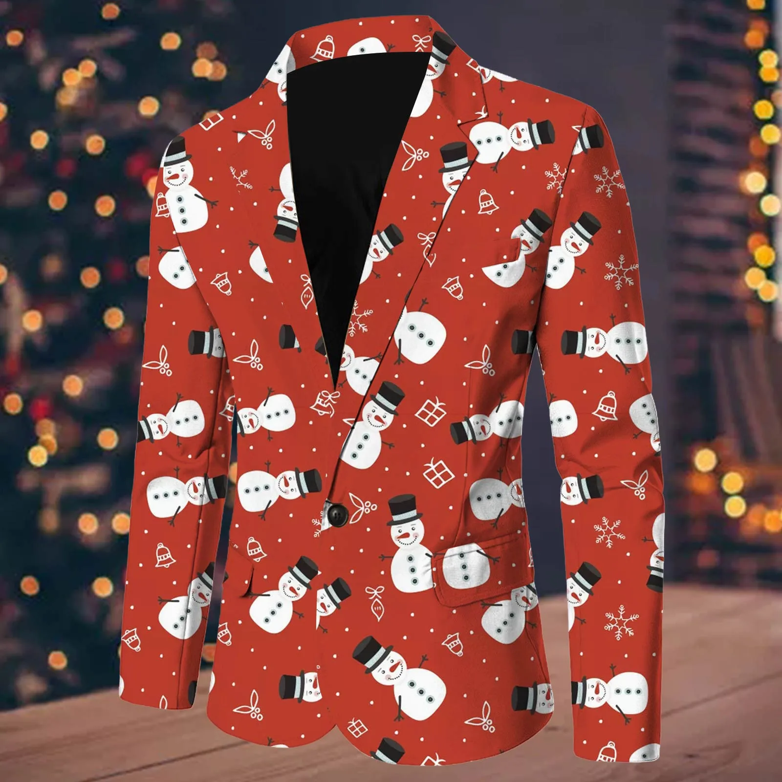 Men\'s Blazer Santa Claus Pattern Print Ugly Christmas Long Sleeve Jacket 3D Christmas Print Men\'s Coat Xmas Print Clothing