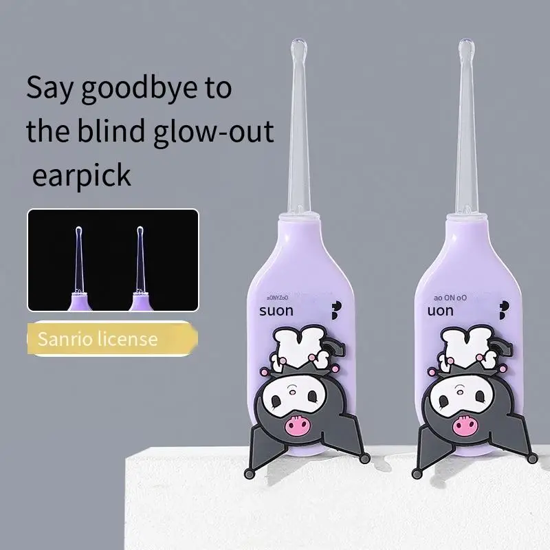 Anime Kawaii Sanrios Visual Ear Digging Spoon Cartoon Kuromi Cinnamoroll Melody Household Child Ear Digging Luminous Strip Light