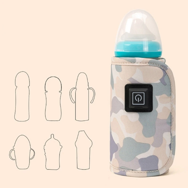 Portable USB Baby Bottle Warmer Camouflage Travel Milk Warmer Infant Feeding Bottle Thermostat Food Warm Cover