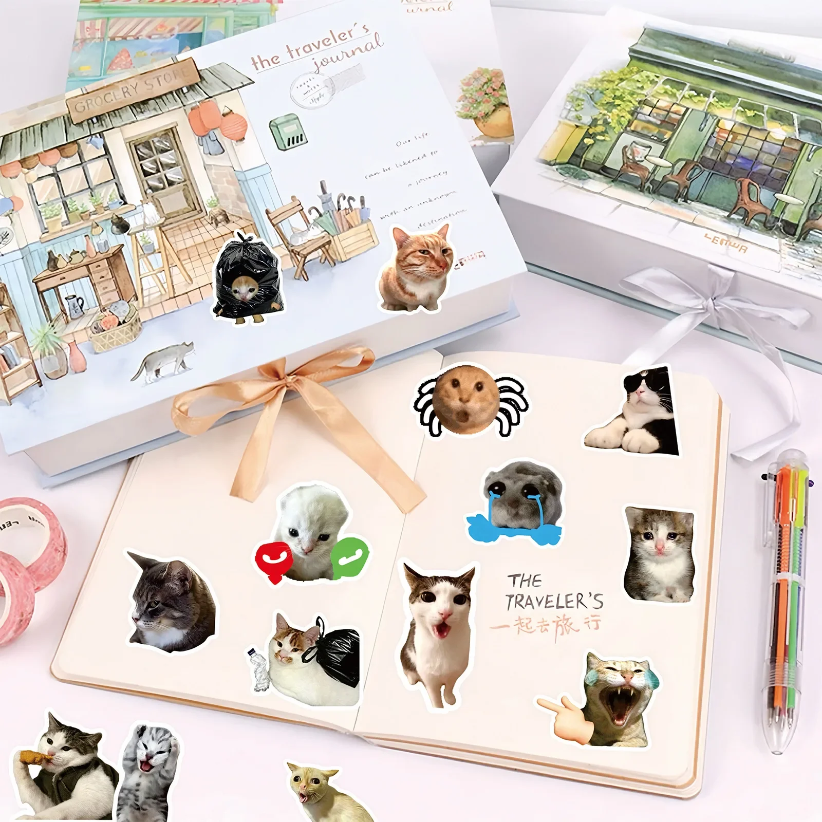 20/500 Stück lustige Katzen-Meme-Aufkleber-Set, niedliche Katzen-Expressions-DIY-Notizbuch-Dekorationen, lustige Katzen-Memes für Tagebücher und Planer – Detail 9