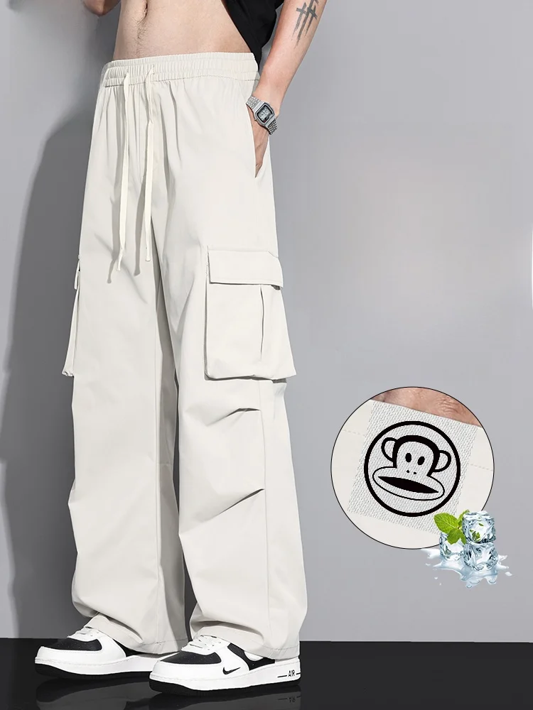 

PaulFrank Ретро рабочие брюки Свободные прямые повседневные мужские длинные брюки Летние дышащие легкие прямые брюки