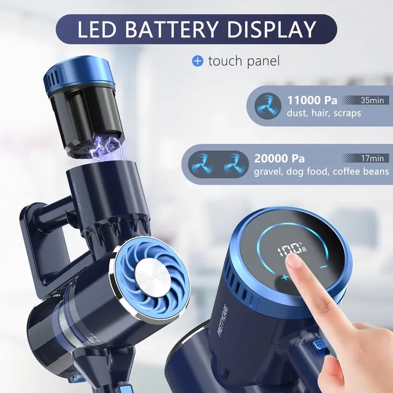 PRETTYCARE P3 Updated Stick Lightweight Bagless Hotel Use HEPA Filter Cyclone Technology Household Cordless Vacuum Cleaner view 3