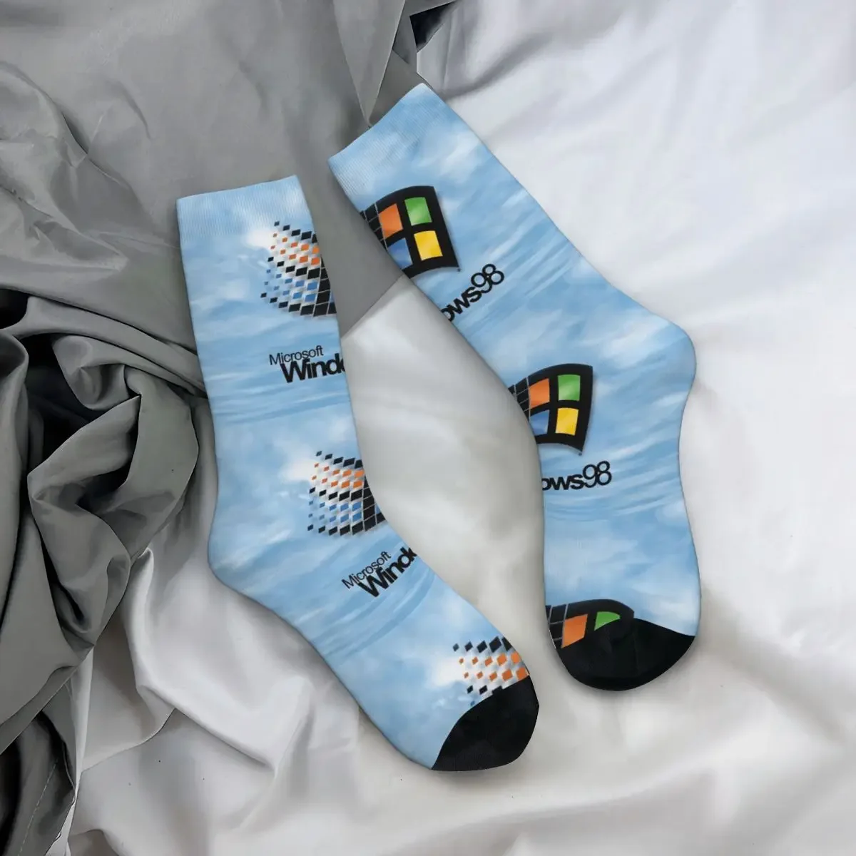 

Носки All Seasons Crew Stockings с изображением экрана загрузки Windows 98, модные длинные носки для мужчин и женщин, подарки на День святого Валентина