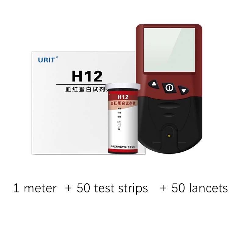 Analisador de Hemoglobina URIT H12, Kit de Medição de Anemia, Teste com 50 Peças para Assistência Médica em Casa