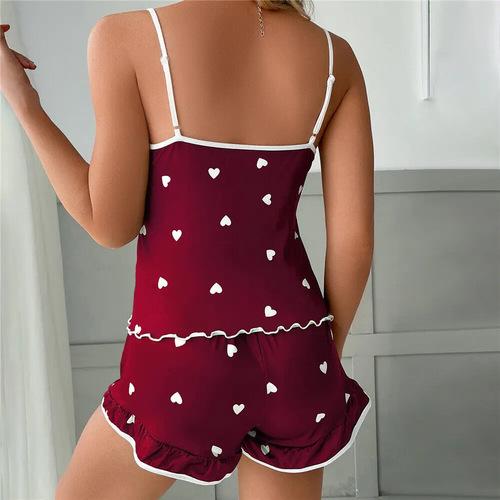 Womens Ladies Lace Cami Vest Shorts Lingerie Pyjamas Sets Pj Sleepwear Underwear Korean Version Soft Comfortable nightwear