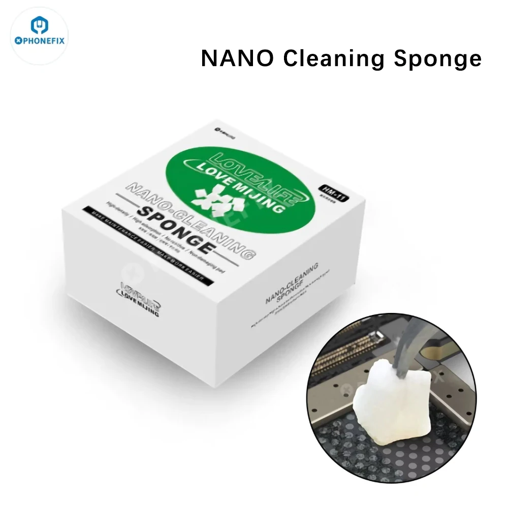 MIJING Nano Cleaning Sponge No Residue Cleaning Compatible for Phone Motherboard PCB Screen Camera Lens Dust Cleaning Repair