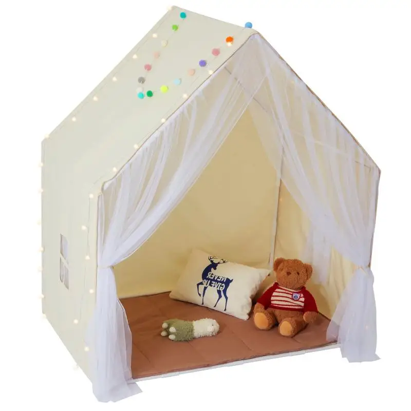 

Kids Play Tent, Kids Tent for Kids 1-5 Years Old, Toddler Tent with Mat and Tent Lamp, Tent for Kids with Windows for Indoor and Outdoor, Yurt Tent for Boys and Girls, Beige