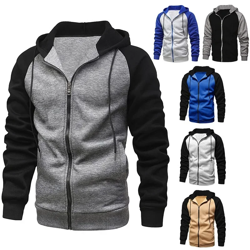 2024 New Autumn and Winter Men's Fashionable Contrasting Color Hoodie Men's Plus Size Hoodie