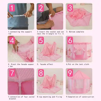 戶外室內便攜式折疊公主城堡帳篷兒童趣味遊戲仙女屋兒童遊戲帳篷(暖色LED星光燈) 10 最佳銷售 兒童帳篷 - №10