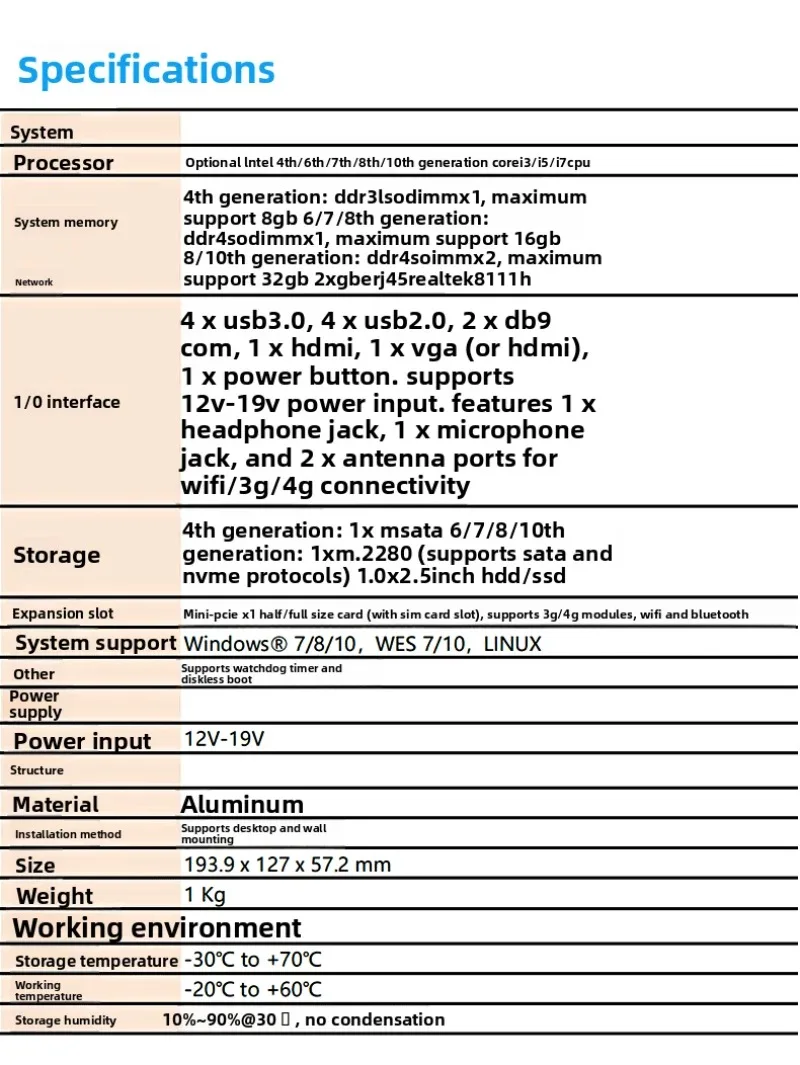 Industrial control host, dual network double string mini industrial computer, fanless 8USB small industrial computer