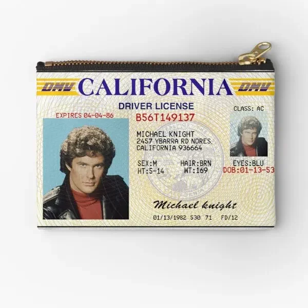 Michael Knight Driver License Knight R  Zipper Pouches Pure Key Coin Cosmetic Money Bag Men Wallet Socks Panties Women Storage