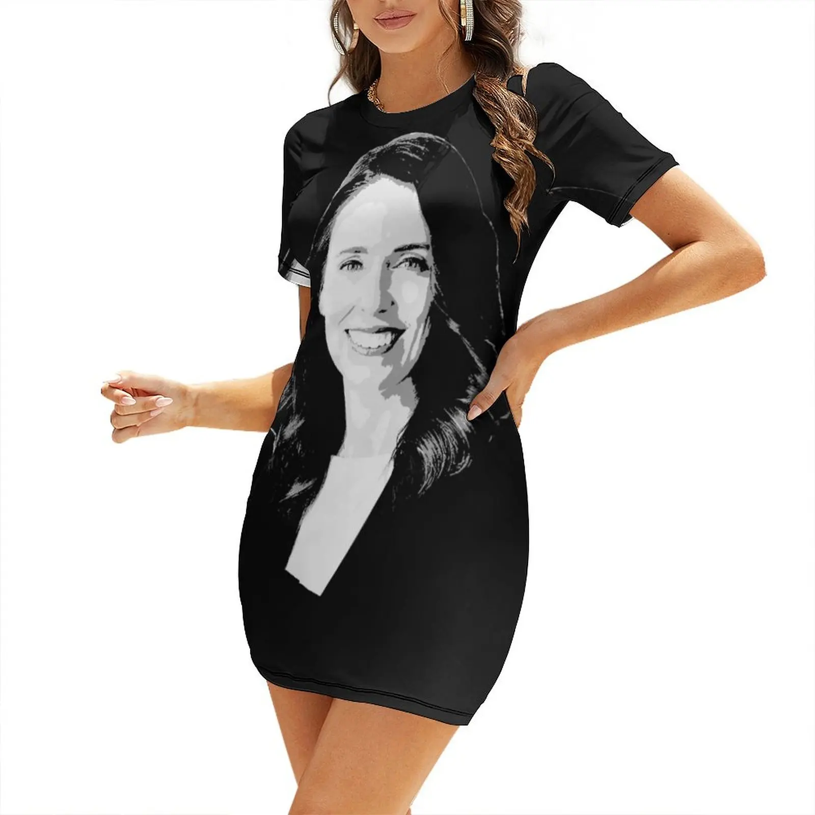 

Jacinda Ardern Short-Sleeved Dress clothes Long dress Dress