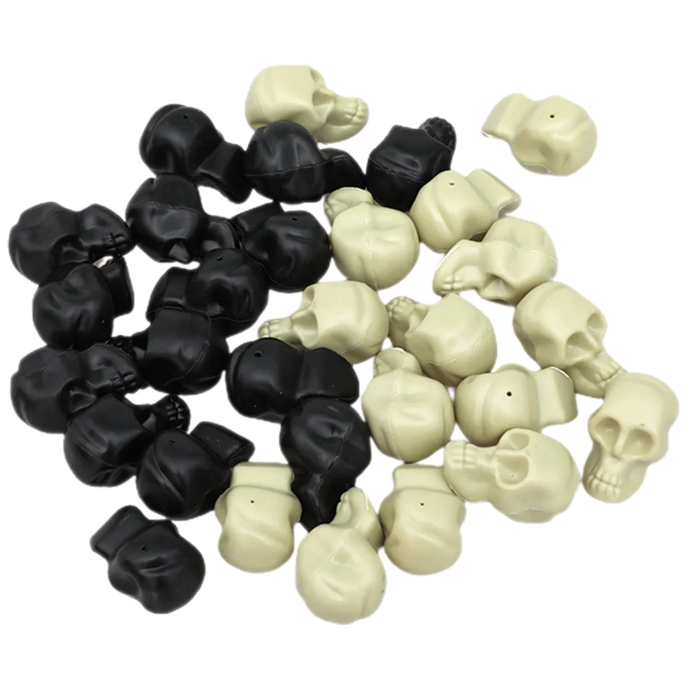 

30 Pcs Halloween Skull Decor Small Plastic Creepy Skulls Mini Head Venue Setting Props Crafts Adornment