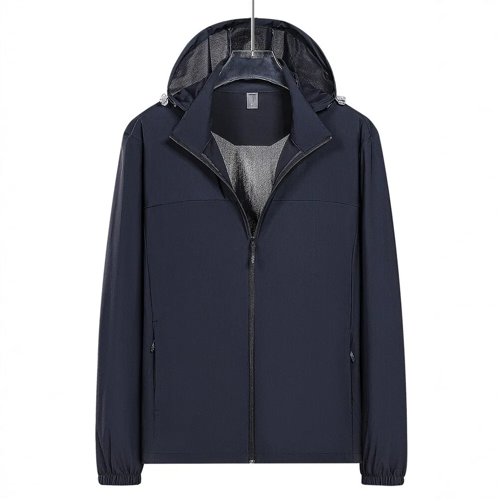 Hooded Ice Silk Quick-Dry Sun Protection Jacket Men's Lightweight Sports Casual Outerwear