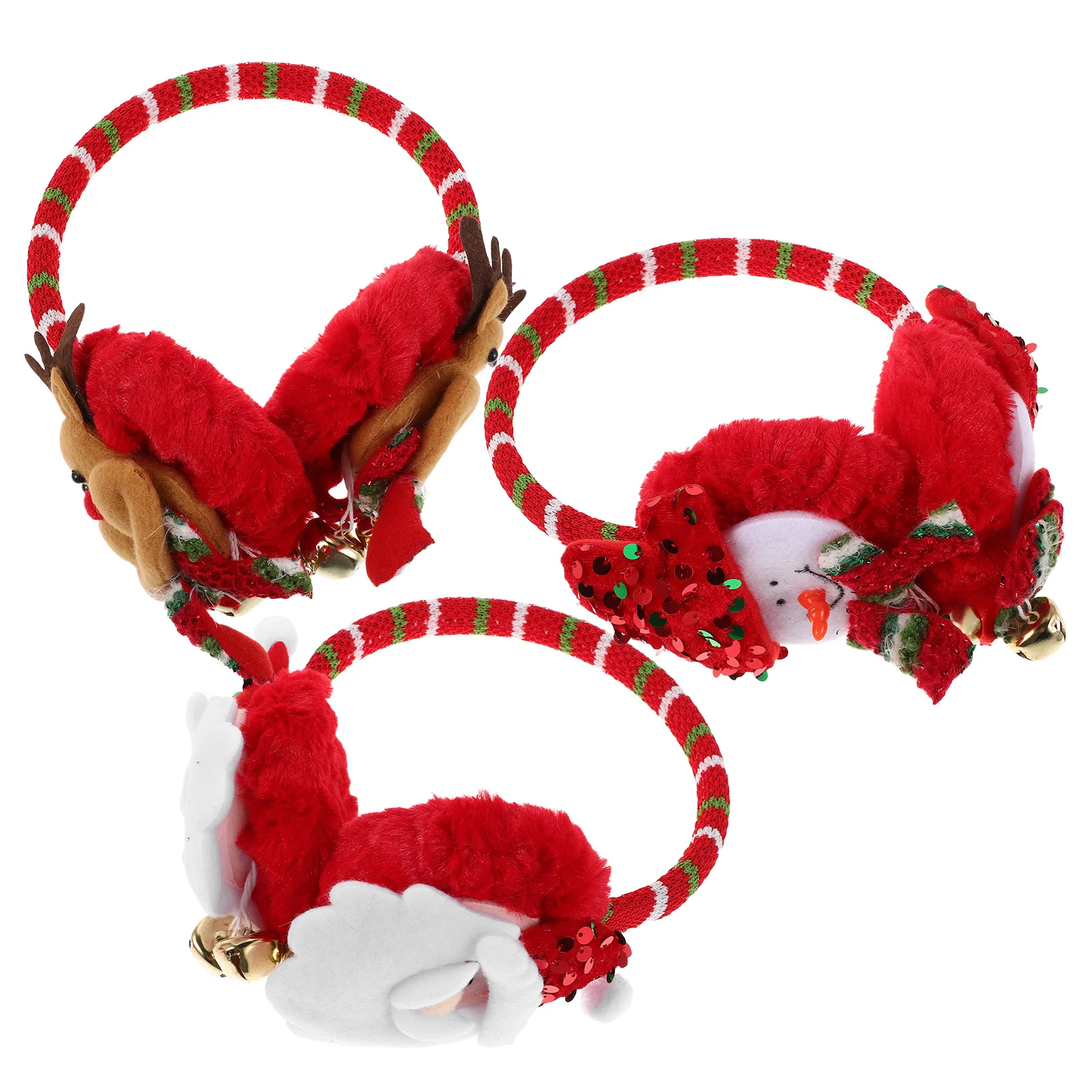 3 قطعة يفشل أذن عيد الميلاد سانتا ثلج الرنة تصميم أغطية الأذن الدافئة الشتاء عطلة اكسسوارات الحفلات للنساء الرجال