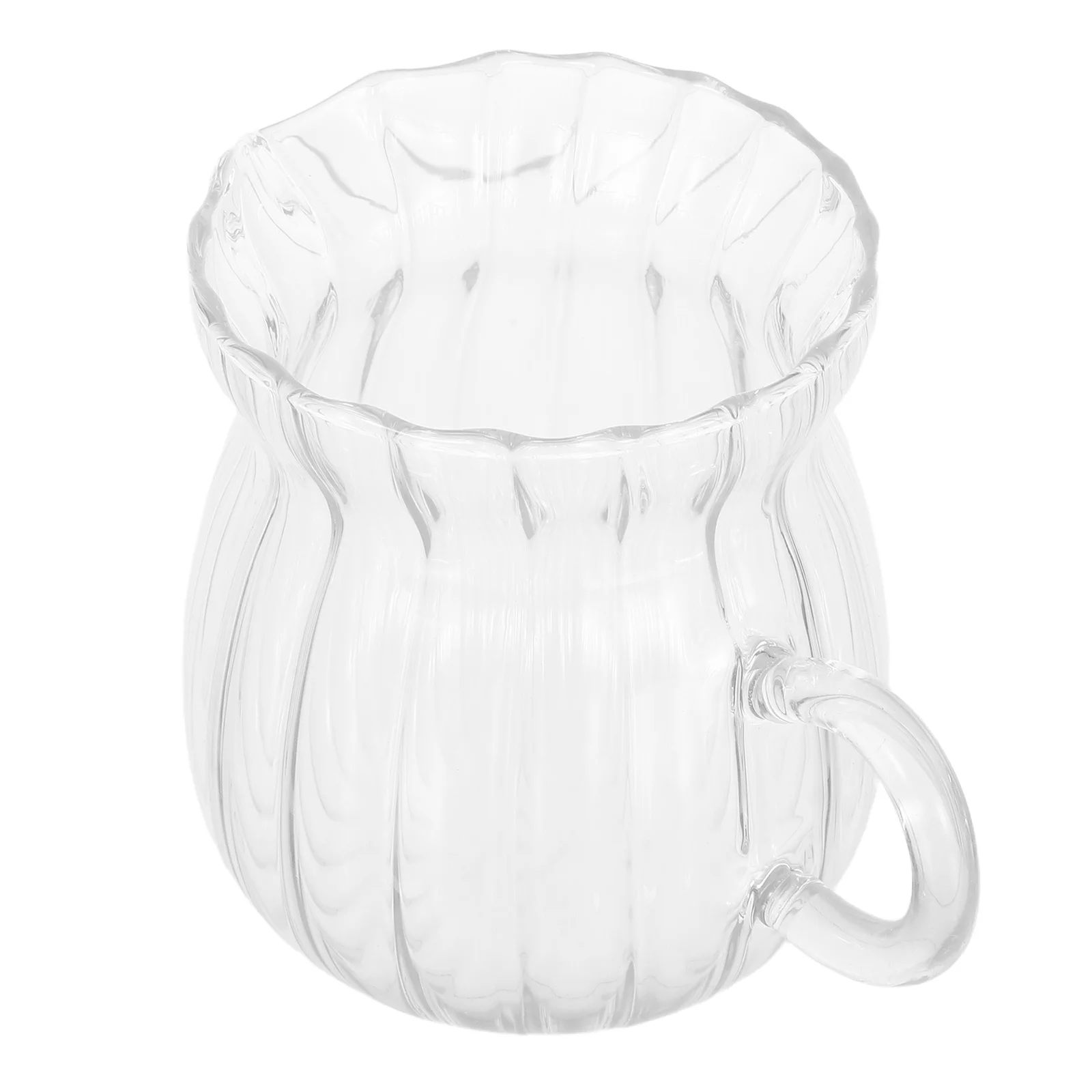 

Glass Creamer Pitcher Transparent Vertical Stripe Design Clear Mixing Jug Microwave Safe Coffee Milk Frothing Pitcher Small
