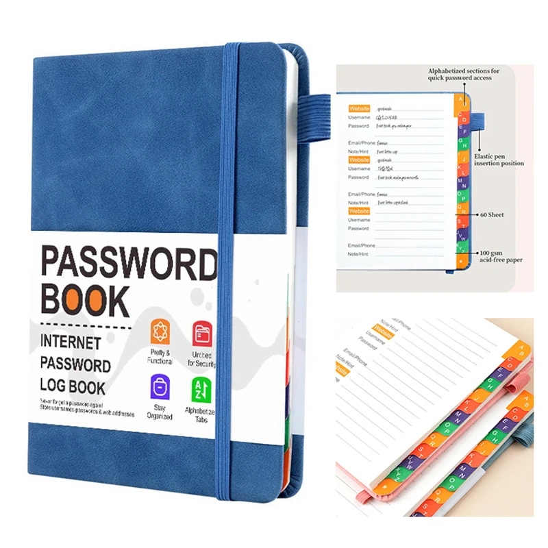 【L】Passwort-Organizer-Buch, Computer-Passwort-Organizer-Buch mit alphabetischen Registerkarten, Taschen-Adresslogbuch für Kontoangaben – Detail 6