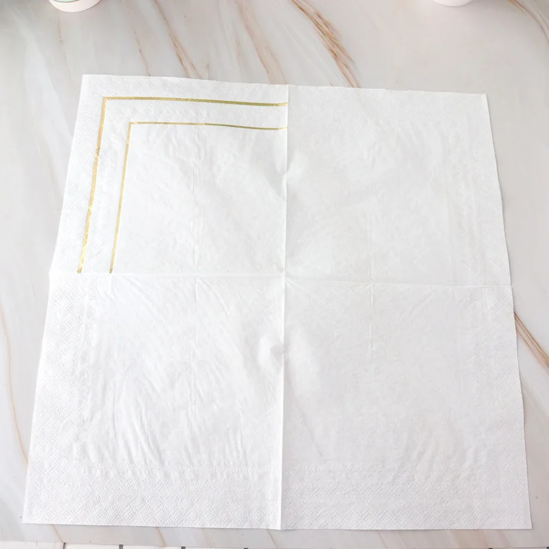 Table Paper Napkins Elegant Tissue  Beautiful Decor Vintage Towel Party Home White Foil Gold Birthday Wedding