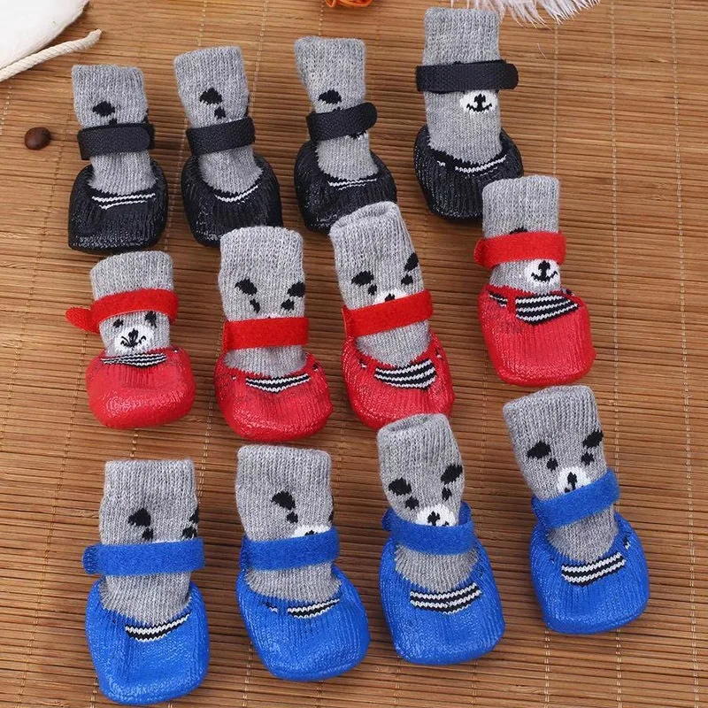 Dog Socks Waterproof Shoes Breathable for Dogs Cats Non-Slip Soles Adjustable Small Paw Indoor Outdoor