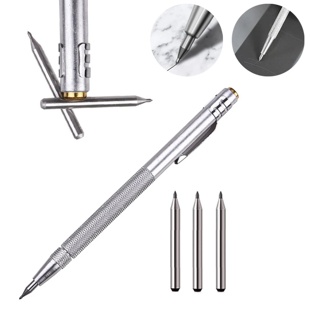 14cm Scriber Pen For Engraving Metal Sheet Glass Hand Tools Stainless Steel Tungsten Carbide Tip 3pcs Replacement