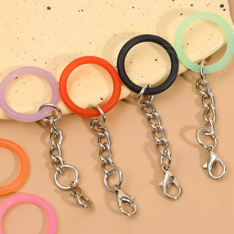 5/50Pcs DIY O-Ring Silicone Lobster Clasp Keychains Jewelry Accessories Connector Loop Charms Colorful Backpack Zipper Pendants
