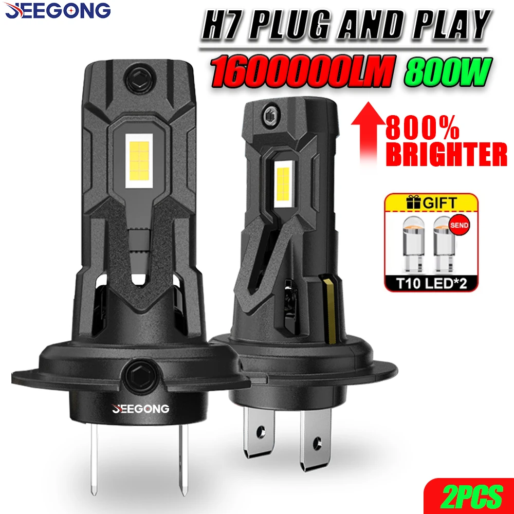 Car Light H7 LED CANBUS Bulb 1600000LM Super Power 1:1 Xenon Lamp Wireless Car LED Plug and Play 6000K With Fan Fast Cooling