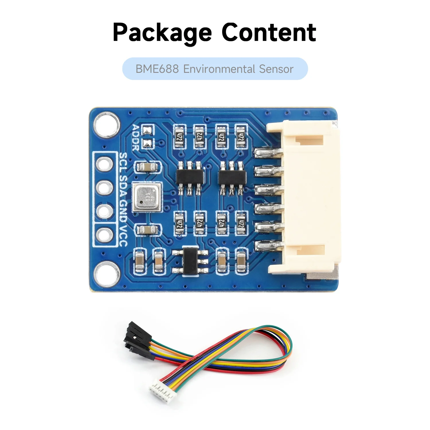 

Waveshare BME68X Environmental Sensor, Supports Temperature, Humidity, Barometric Pressure, Gas Detection, Supports I2C