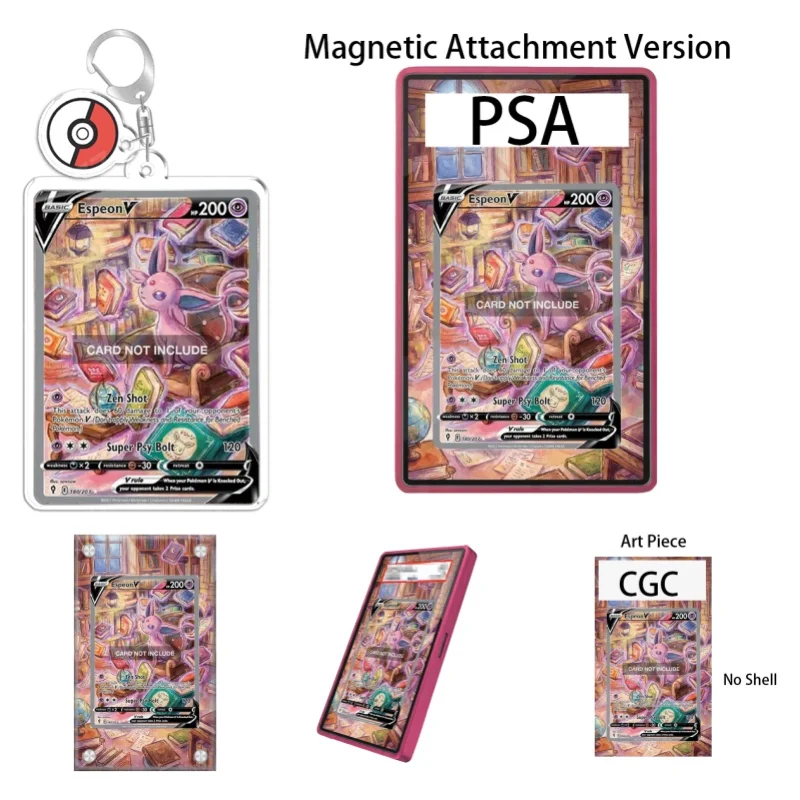 Présentoir d'art pour Pokémon Evolving Skies Espeon V Anime, Cadeau pour les fans d'art, Étui recyclable, Porte-clés, Protection en acrylique