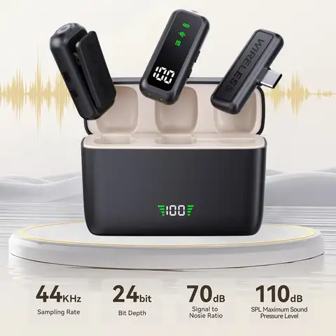 Wireless Lavalier Microphone with Charging Case, 36-Hour Battery & 135-Ft Range
