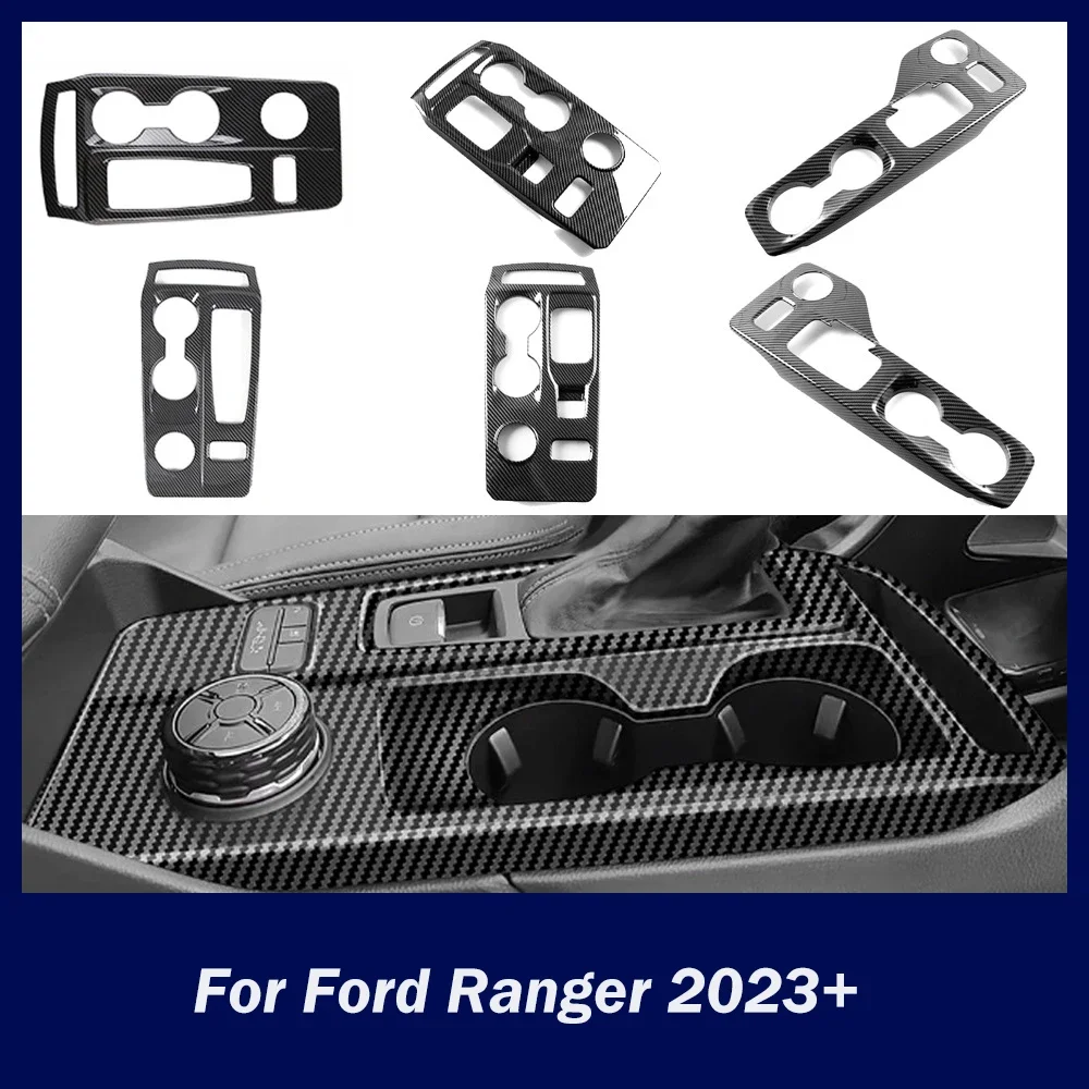 

For Ford Ranger T9 2023 2024 Carbon Fiber Car Trim Panel Raptor Orange Key Armrest Cover Center Control Panel Car Accessories