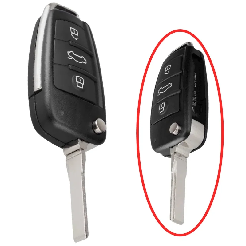 Audi 3 Buttons Replacement Remote Flip Key Fob Case Shell For Audi A3 A4 A6 Q7 TT HU66 Uncut Blade