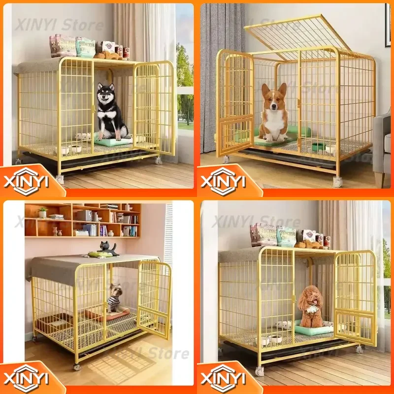 Medium Large Indoor Dog Cage with Toilet Separation for Golden Retriever Labrador Playpen House for Household Pet