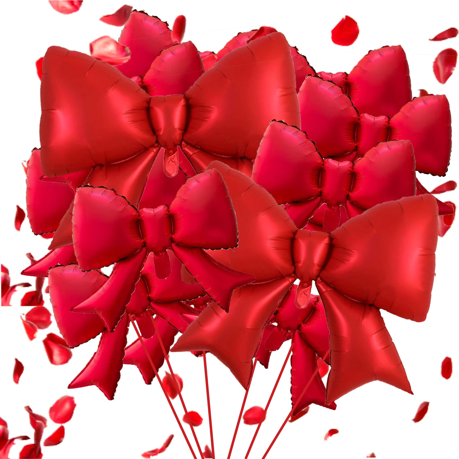 Ballon-Set aus Aluminiumfolie mit roter Schleife, geeignet für Hochzeit, Valentinstag, Jahrestag, Geburtstagsparty-Dekorationsset mit roter Schleife