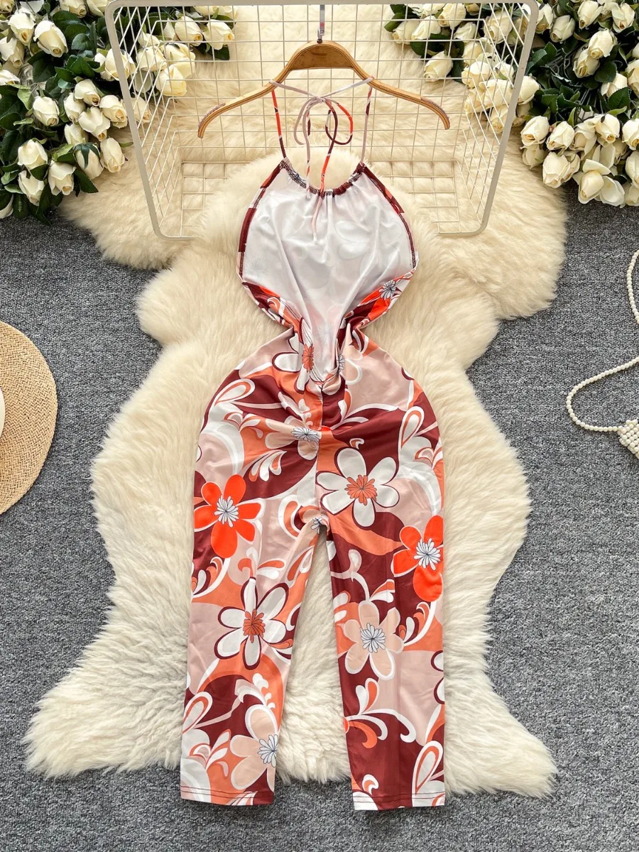 Foamlina عطلة الزي المرأة الصيف الساخن النمط الأوروبي مثير الرسن حزام ضيق سليم صالح Bodycon طباعة بذلة