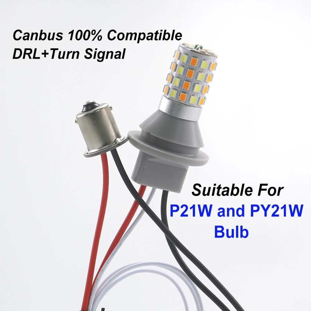 

py21w p21w canbus drl turn Light 1156 ba15s Led Car Light Dual Color Switchback 1056 BAU15S Lamp Bulb Running