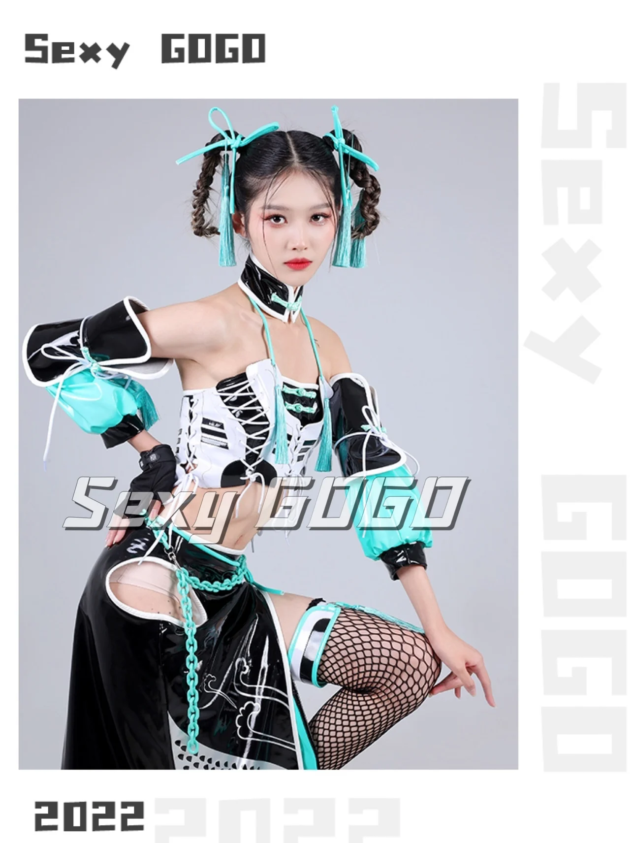 Sexy Tech Cosplay China Blue Bar Performance Gogo Dancer Costume For Woman