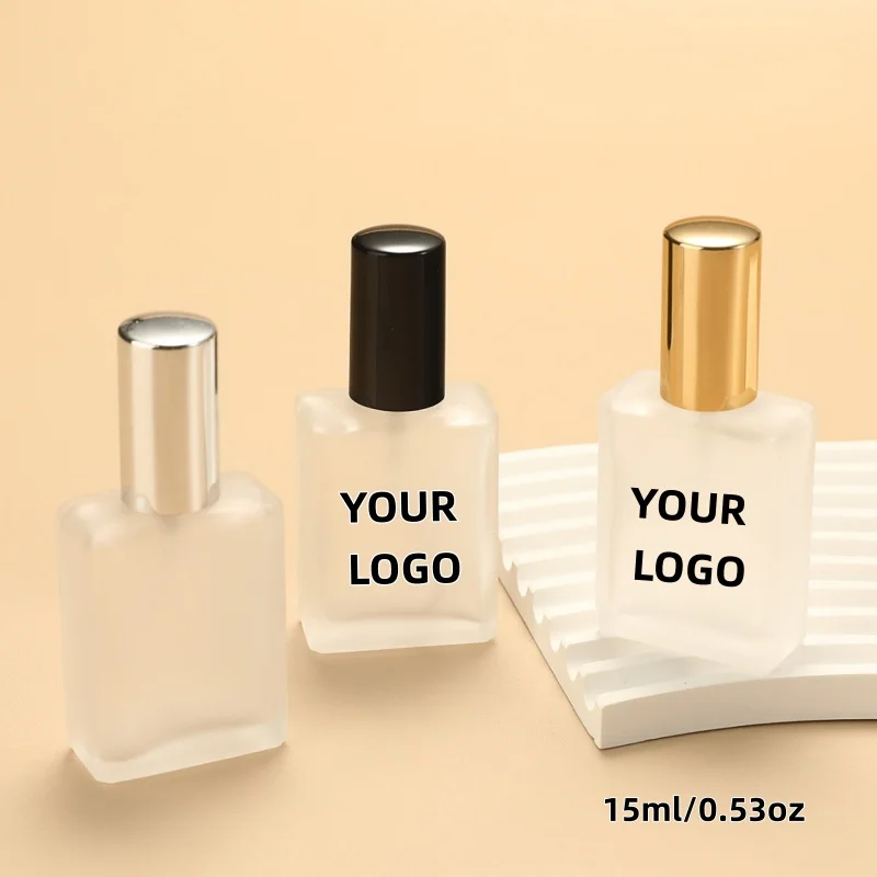 【شعار مخصص】 100 قطعة مخصصة 15 مللي زجاجة من الزجاج البلوري غطاء رذاذ مستحضرات التجميل العناية بالبشرة حاوية تغليف المنتجات