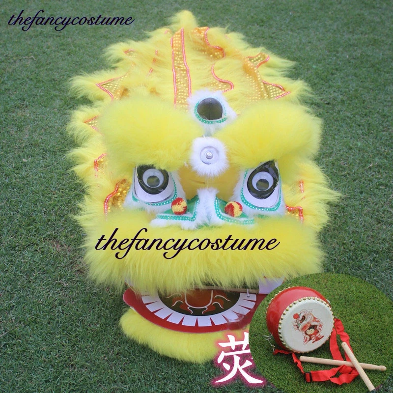 

12inch Chinese Lion Dance Drum Mascot Costume wzplzj Child Kid 3-5 Age Cartoon Anime Event Outfit Dress Party Carnival Festival